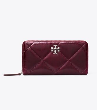 Cartera continental con cremallera Kira Diamond Quilt Distressed