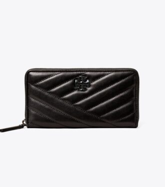 Cartera continental con cremallera y revestimiento en polvo Kira Chevron