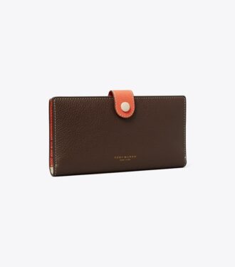 Cartera delgada con cremallera y bloques de color