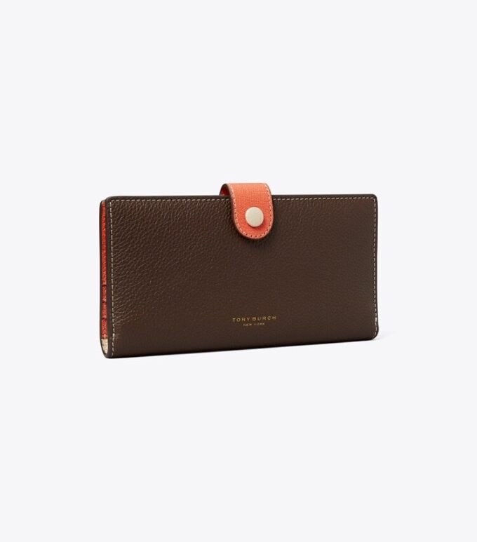 Cartera delgada con cremallera y bloques de color Cartera delgada con cremallera y bloques de color