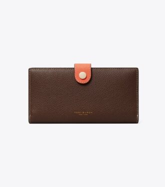 Cartera delgada con cremallera y bloques de color