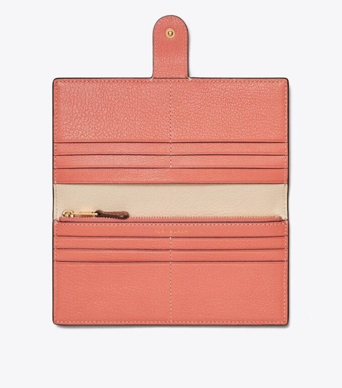 Cartera delgada con cremallera y bloques de color Cartera delgada con cremallera y bloques de color