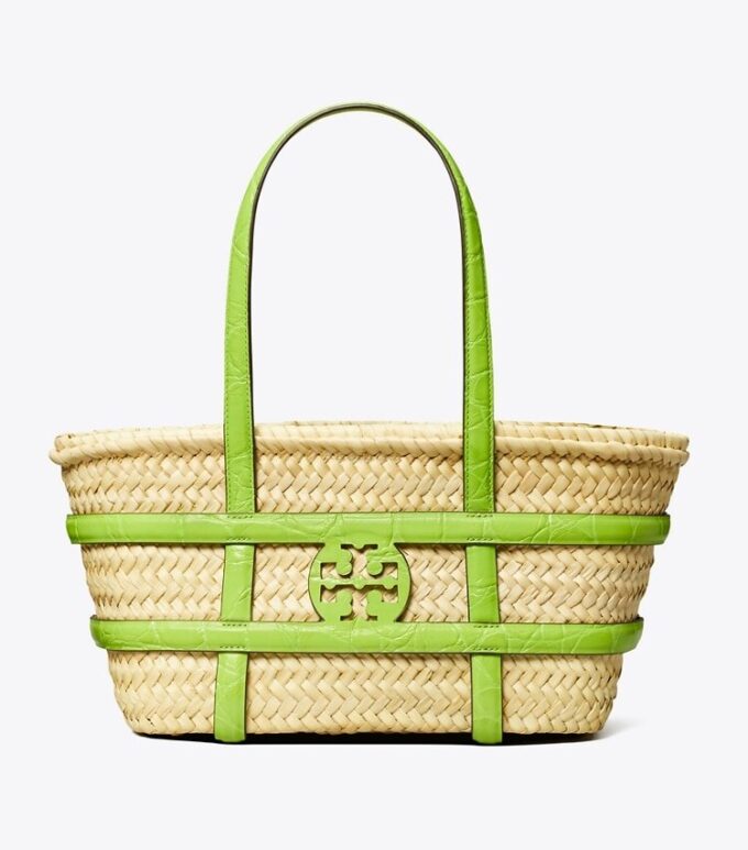 Cesta pequeña Ella de paja con relieve de cocodrilo Cesta pequeña Ella de paja con relieve de cocodrilo