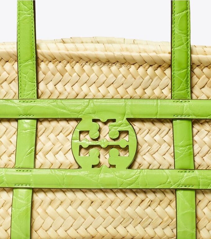 Cesta pequeña Ella de paja con relieve de cocodrilo Cesta pequeña Ella de paja con relieve de cocodrilo