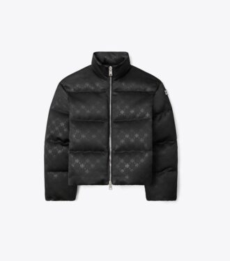 Chaqueta acolchada de satén con monograma T Monogram