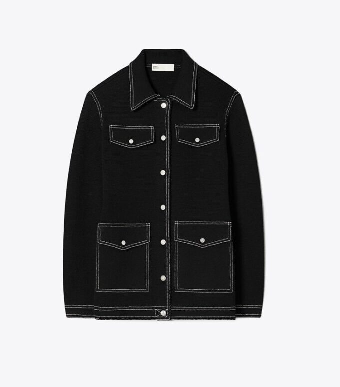 Chaqueta de lana con pespuntes Chaqueta de lana con pespuntes