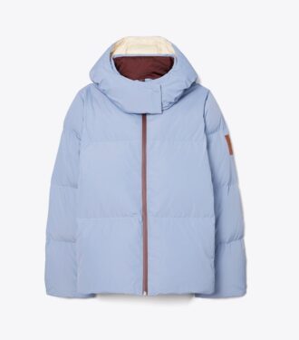 Chaqueta de plumón con capucha y bloques de color