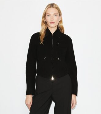 Chaqueta motera de lana con monograma T Monogram