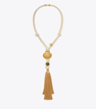 Collar con colgante de concha y borla