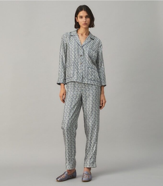 Conjunto de pijama de sarga de seda Conjunto de pijama de sarga de seda
