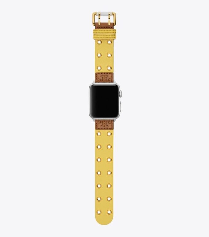 Correa con doble remache para Apple Watch®, piel amarilla Correa con doble remache para Apple Watch®, piel amarilla