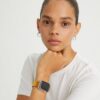 Correa con doble remache para Apple Watch®, piel amarilla Correa con doble remache para Apple Watch®, piel amarilla