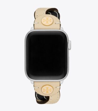 Correa trenzada para Apple Watch®, cuero color crema/negro, 38 mm – 40 mm