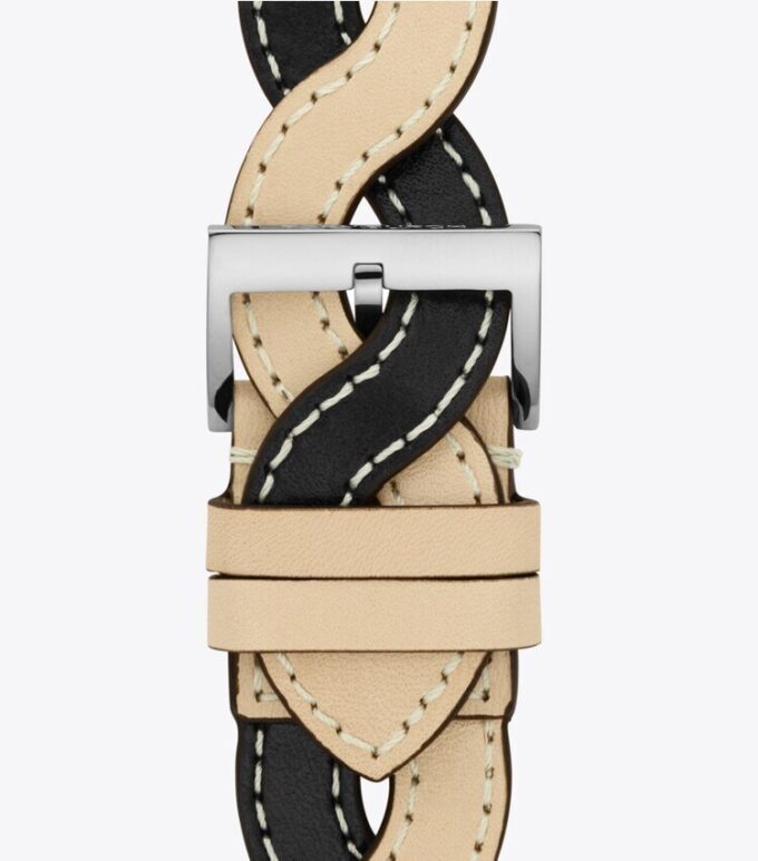 Correa trenzada para Apple Watch®, cuero color crema/negro, 38 mm – 40 mm Correa trenzada para Apple Watch®, cuero color crema/negro, 38 mm – 40 mm