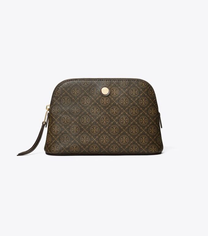 Estuche cosmético pequeño con forma de cúpula de lona recubierta con T Monogram Estuche cosmético pequeño con forma de cúpula de lona recubierta con T Monogram