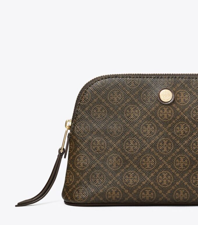 Estuche cosmético pequeño con forma de cúpula de lona recubierta con T Monogram Estuche cosmético pequeño con forma de cúpula de lona recubierta con T Monogram