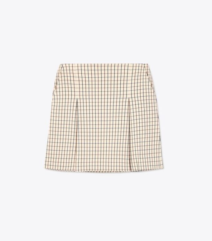 Falda de golf de sarga con pliegues en la parte delantera Falda de golf de sarga con pliegues en la parte delantera