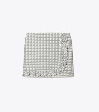 Falda de golf de sarga con volantes estampada