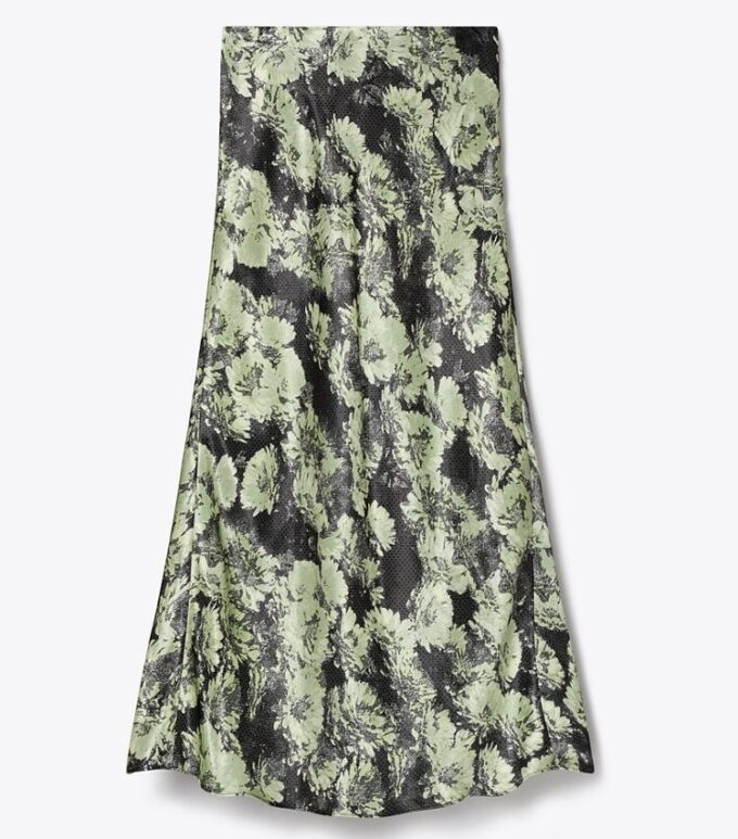 Falda de satén estampada