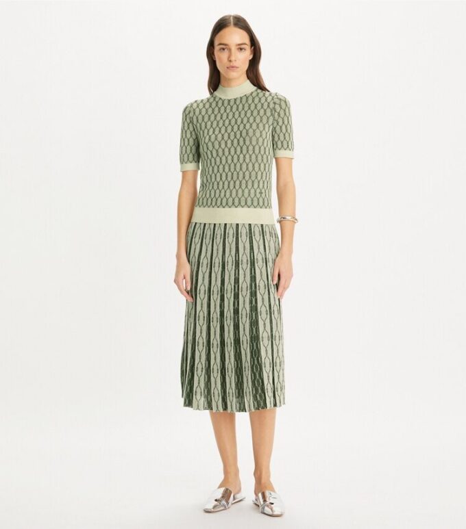 Falda jacquard con pliegues Falda jacquard con pliegues
