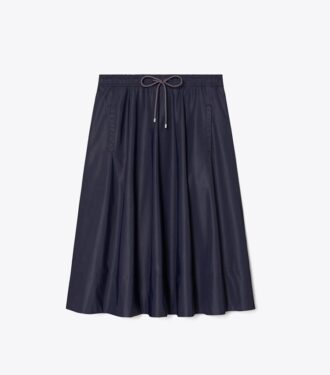 Falda midi de nylon con cordón