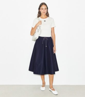 Falda midi de nylon con cordón