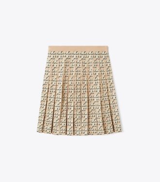 Falda plisada de viscosa con T Monogram