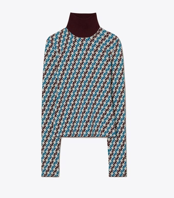 Jersey de cuello alto jacquard Jersey de cuello alto jacquard