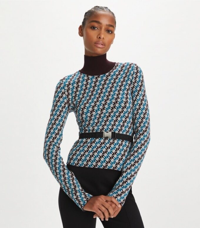 Jersey de cuello alto jacquard Jersey de cuello alto jacquard