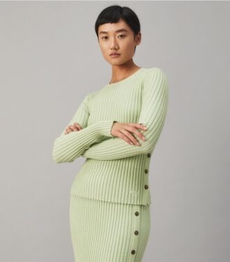 Jersey de cuello redondo con rayas de lurex