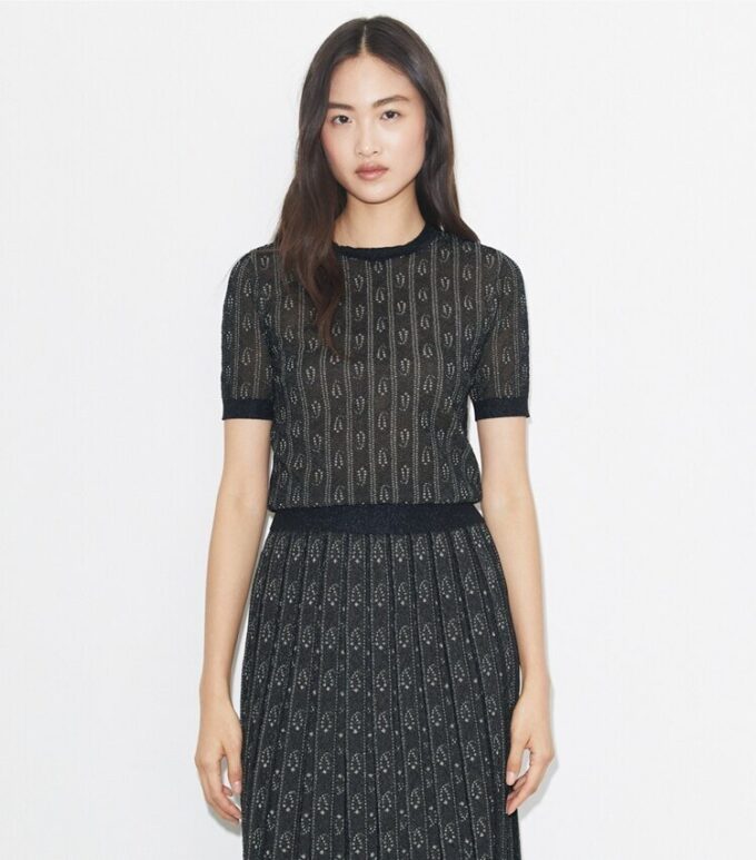Jersey de cuello redondo jacquard Jersey de cuello redondo jacquard