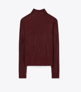 Jersey de viscosa con cuello alto y adornos