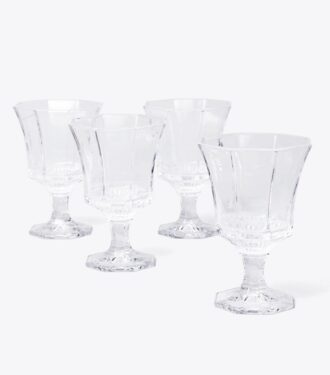 Juego de 4 copas de vino de vidrio prensado