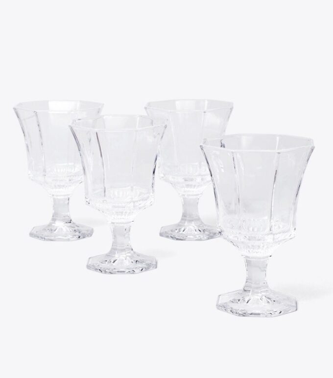 Juego de 4 copas de vino de vidrio prensado Juego de 4 copas de vino de vidrio prensado
