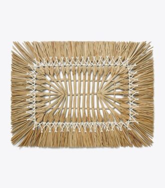 Mantel individual rectangular de rafia, juego de 4