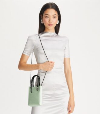 Mini bolso tote con asas de satén serpiente