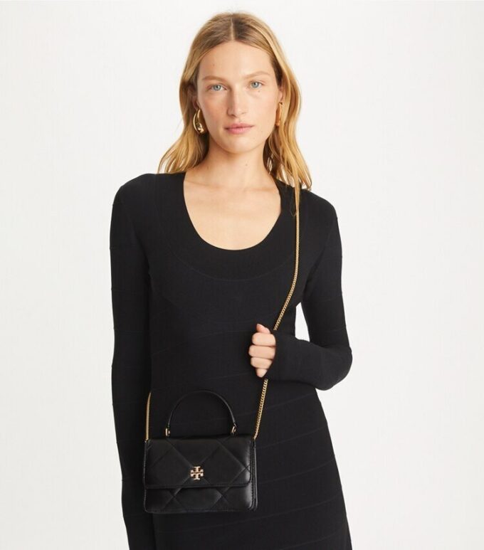 Mini Kira Diamond Quilt Pavé Logo Top-Handle Crossbody Mini Kira Diamond Quilt Pavé Logo Top-Handle Crossbody