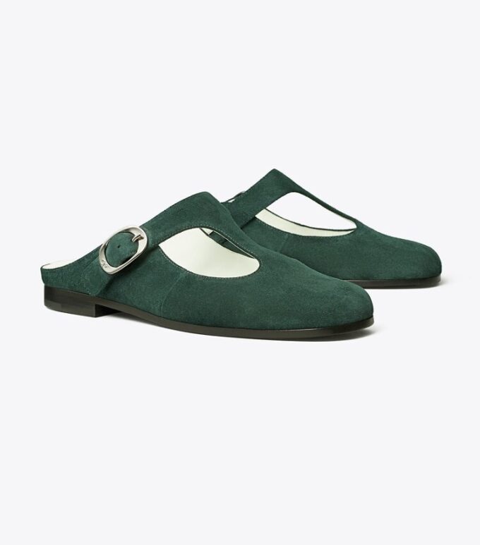 Mules con correa en T violeta Mules con correa en T violeta