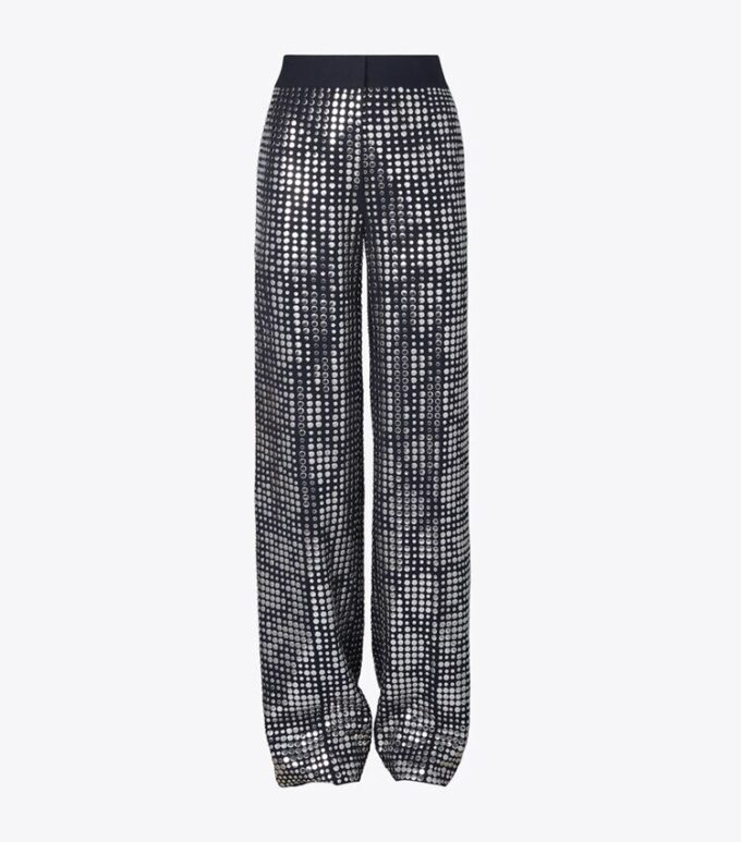 Pantalón de viscosa con adornos Pantalón de viscosa con adornos