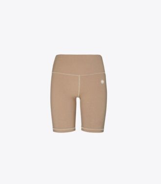 Pantalones cortos de ciclismo de compresión de talle alto en mezcla de tejidos