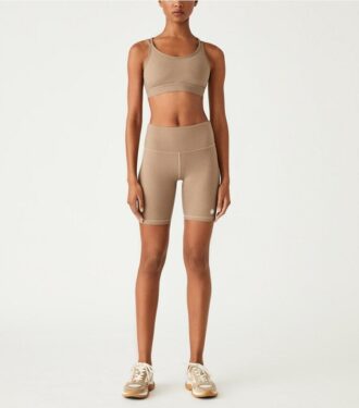 Pantalones cortos de ciclismo de compresión de talle alto en mezcla de tejidos