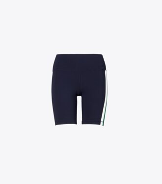 Pantalones cortos de ciclista con cintura alta, compresión y rayas laterales