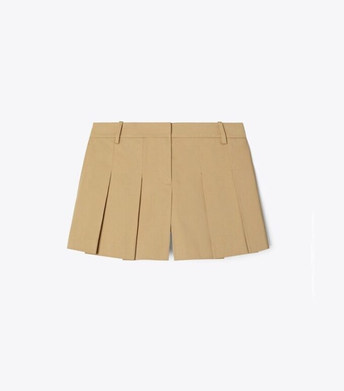 Pantalones cortos plisados de micro sarga Pantalones cortos plisados de micro sarga