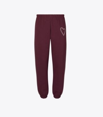 Pantalones de chándal de felpa francesa con corazón bordado Pantalones de chándal de felpa francesa con corazón bordado