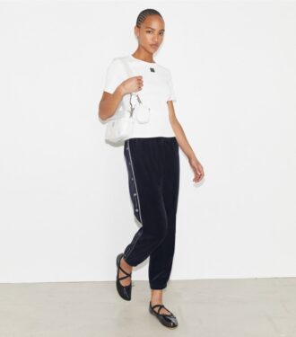 Pantalones de chándal de terciopelo con logotipo T