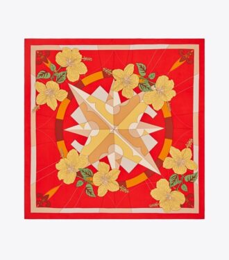 Pañuelo cuadrado de seda con estampado floral Compass