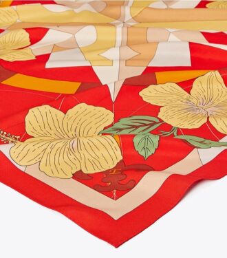 Pañuelo cuadrado de seda con estampado floral Compass