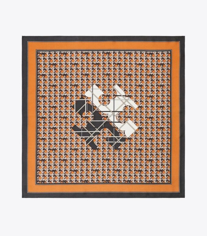 Pañuelo de seda con logotipo Basket-Weave Pañuelo de seda con logotipo Basket-Weave