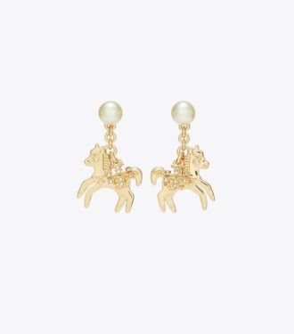Pendientes con dije de caballo Curiosity