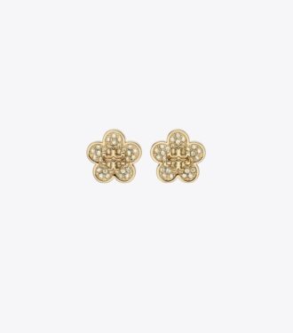 Pendientes de botón con pavé Forget Me Not